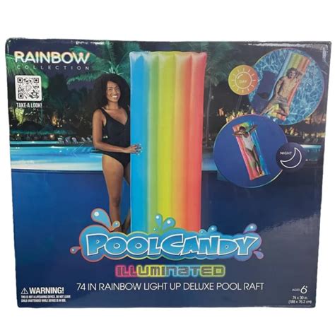 Pool Candy Illuminated 74 Rainbow Light Up Deluxe Pool Raft Float 1999 Picclick