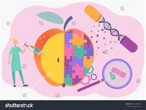 Man Creates Genetically Modified Foods Genetically Stock Vector