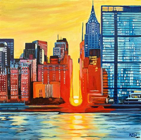 Painting Of New York City Sunset Angela Wakefield
