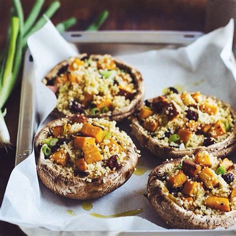 Couscous Sweet Potato And Cranberry Stuffed Mushrooms By