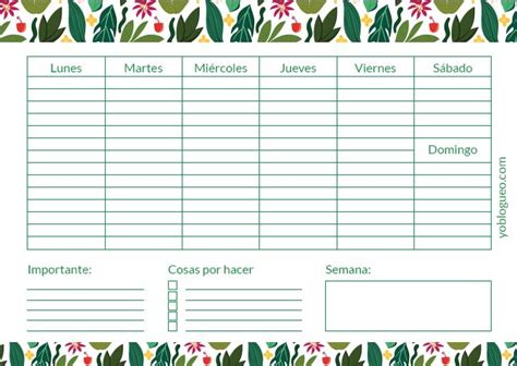 Planificadores Semanales Gratuitos Para Descargar Gratis En Tama O