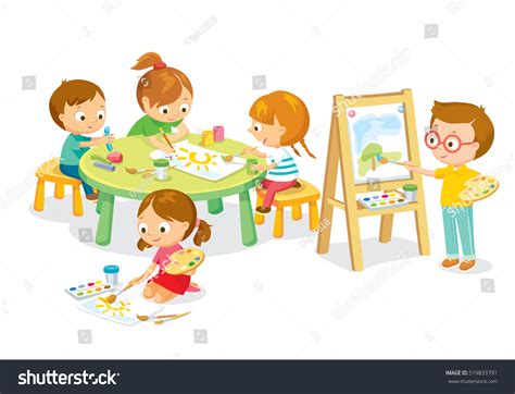 Dzieci Rysunek W Klasie Sztuki Wektor Stockowy Bez Tantiem 519833791 Shutterstock