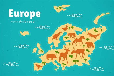 Descarga Vector De Ilustración De Mapa De Animales De Europa