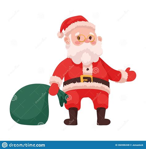 Santa Claus With Sack Stock Vector Illustration Of Happy 260306348