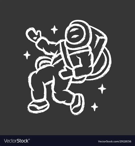 Astronaut Chalk Icon Spaceman Space Explorer Vector Image