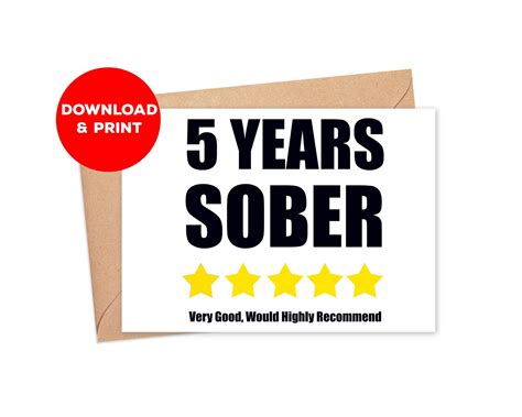 5 Years Sober Card Sobriety Cards Sober Anniversary Card Etsy