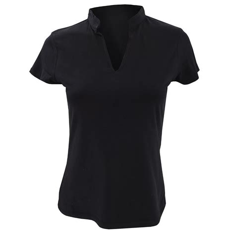 Kustom Kit Ladies Corporate Short Sleeve V Neck Mandarin Collar Top