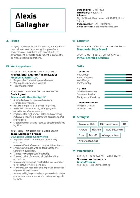 Hilton Front Desk Resume Sample | Kickresume