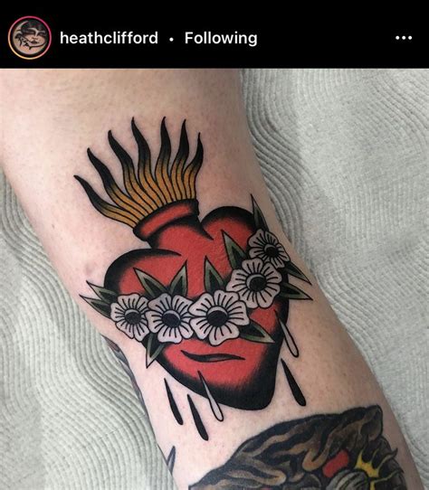 American Traditional Sacred Heart Traditional Heart Tattoos Sacred