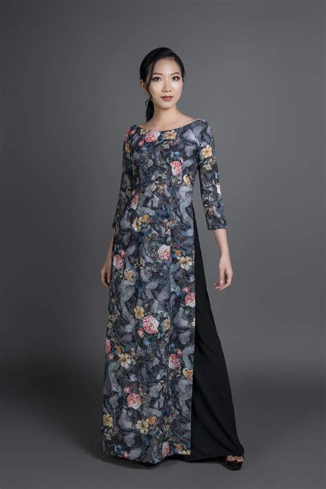 Only Sample Us Size 4 Gray Silk Ao Dai Vietnamese Traditional Dress Custom Fit