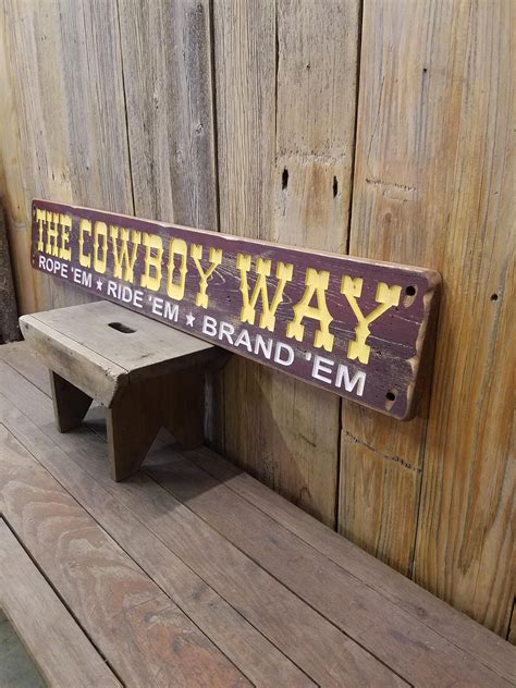 Cowboy Waycarvedrusticwoodsignwesternranchcowboyscowgirlsbunk