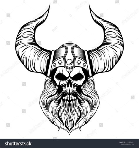 Viking Beard Skull Vector Illustration Stock Vector Royalty Free