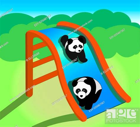 Two Panda Bears Playing In The Playground Stock Photo Picture And Low