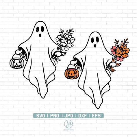 Floral Ghost Svg Cute Ghost Svg Ghost Svg Ghost Outline Etsy Canada