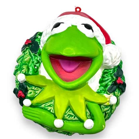 Vintage Kermit The Frog Muppet Sesame Street Christmas Ornament Plastic