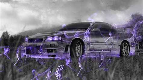 1 nissan skyline gt r r34 4k wallpapers and background images. 4K Nissan Skyline GTR R34 JDM Crystal Nature Car 2015 | el ...