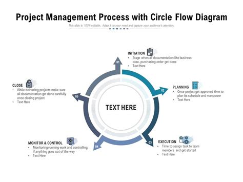 Project Management Process With Circle Flow Diagram Powerpoint Slide