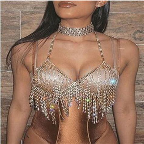crystal beach body chain bra wear harness tassel necklace bikini dress jewelry ebay fashion