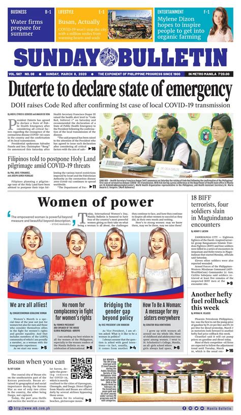 Manila Bulletin March 8 2020 Newspaper Get Your Digital Subscription