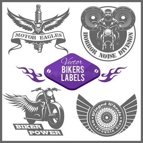 Motorcycle Vector Set With Vintage Custom Logos Badges Design