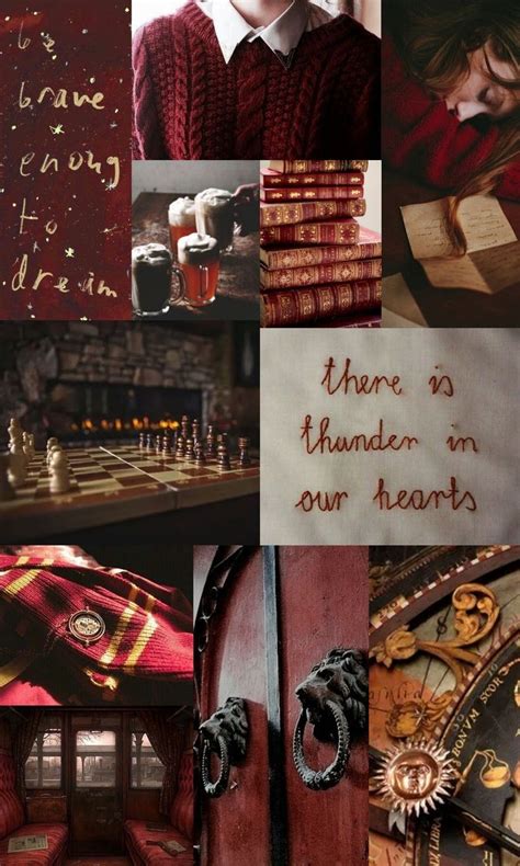 Gryffindor Aesthetic Harry Potter Collage Wallpaper Laptop Featuring
