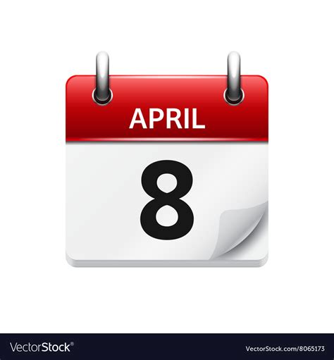 April 8 Flat Daily Calendar Icon Date And Vector Image