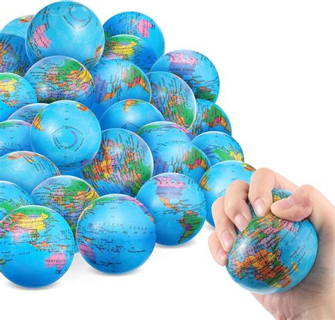 50 Pcs Globe Stress Balls 3 Inch World Stress Balls Mini