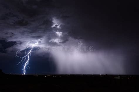 Lightning Bolt In A Storm Over Santa Fe New Mexico Stock Image Image