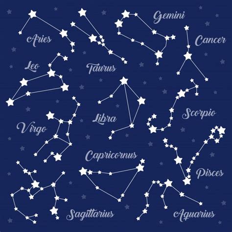 Premium Vector 12 Zodiac Signs Constellations Set On Dark
