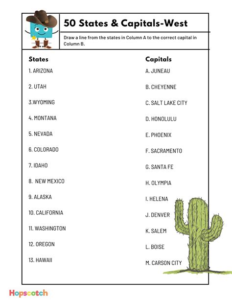 50 States And Capitals Worksheets — Hopscotch