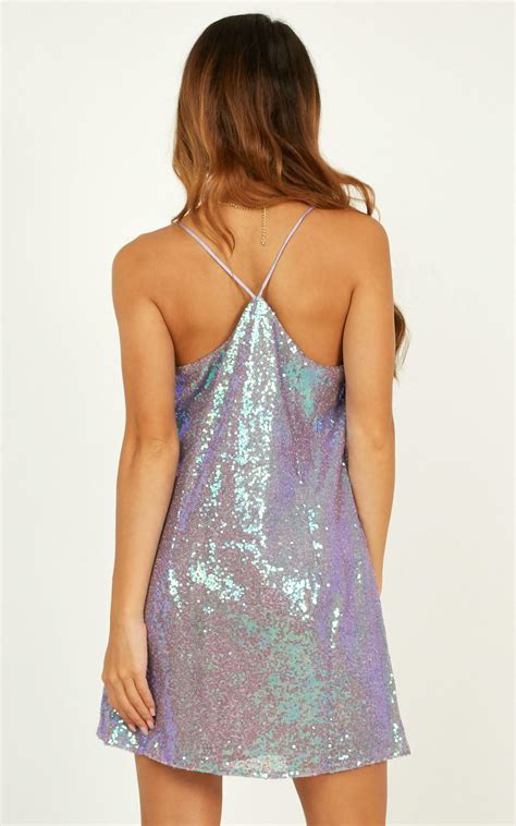 Nights In Vegas Dress In Lilac Multi Sequin Showpo