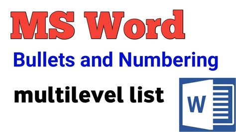 Bullet And Number Multilevel List Multilevel List In Ms Word Ms