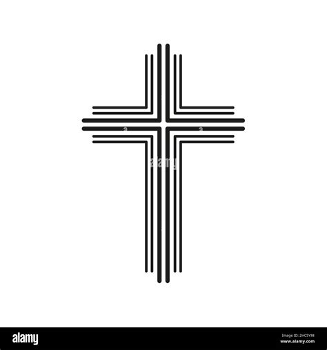 Line Art Christian Cross Icon Flat Isolated Christian Vector