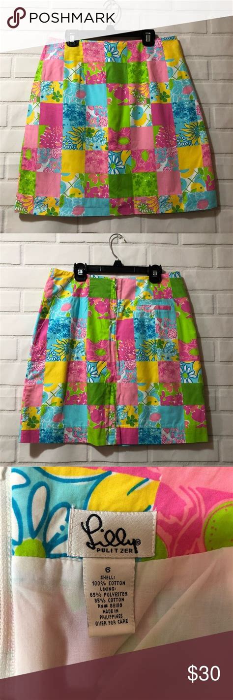 Lilly Pulitzer White Tag Vintage Patchwork Skirt Patchwork Skirt