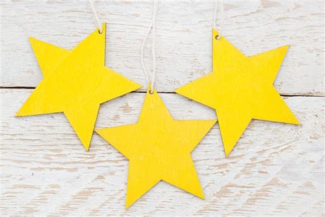 Yellow Stars Painted Star Ornament Nursery Decor Yellow Star