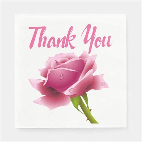 Floral Thank You Pink Rose Flower Napkins Zazzle Thank You Flowers