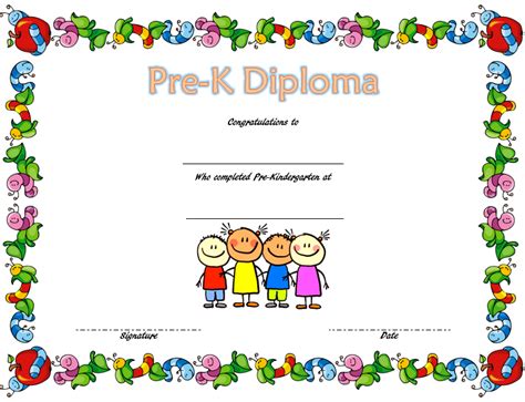 10 Pre K Diploma Certificate Editable Templates Free