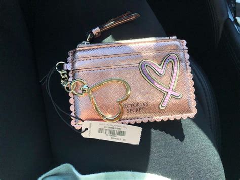 Get rewarded for shopping with your victoria or pink credit card! Victoria's Secret Pink Metallic W/heart Keychain Coin Bag Hold 4 ID/Credit Card #fashion # ...