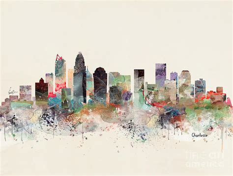 Charlotte North Carolina Skyline Painting By Bri Buckley Fine Art America