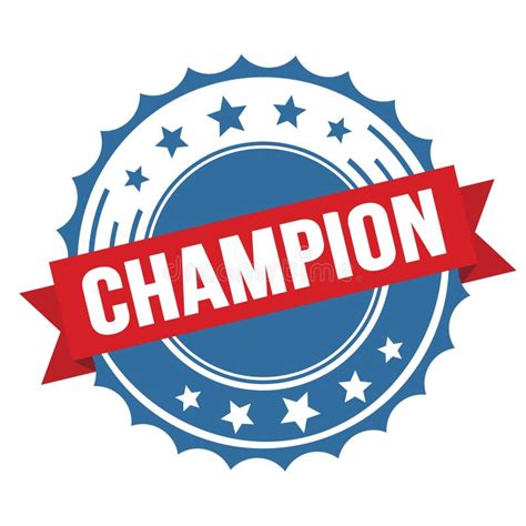 Champion Text On Red Blue Ribbon Stamp Stock Illustration