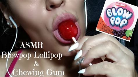 Asmr Blowpop Lollipop And Chewing Gum Blowing Big Bubbles Youtube