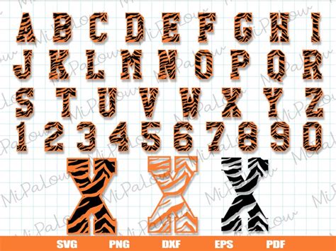 Tiger Font Svg Tiger Alphabet Svg Tiger Numbers Svg Etsy Fondant