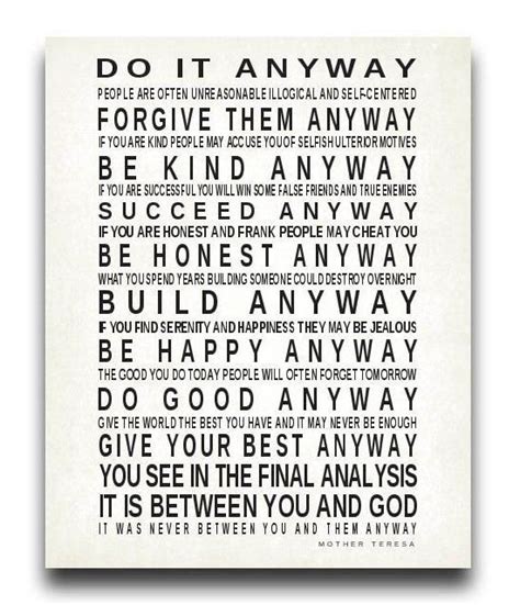 Do It Anyway Mother Tereasa I Want This Up In My House Canvas