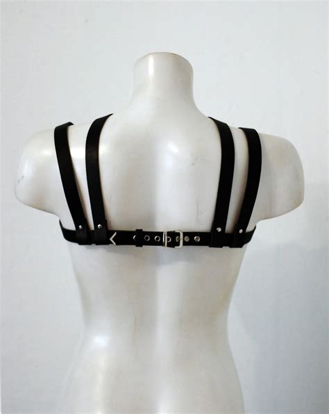 Unisex Leather Chest Harness Upper Bust Suspender Adjustable Etsy