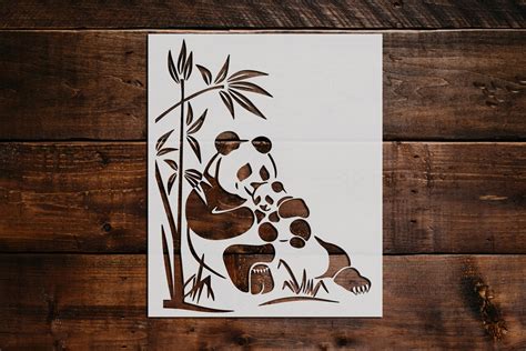Panda Bamboo Stencil Reusable Panda Bamboo Stencil Art Etsy
