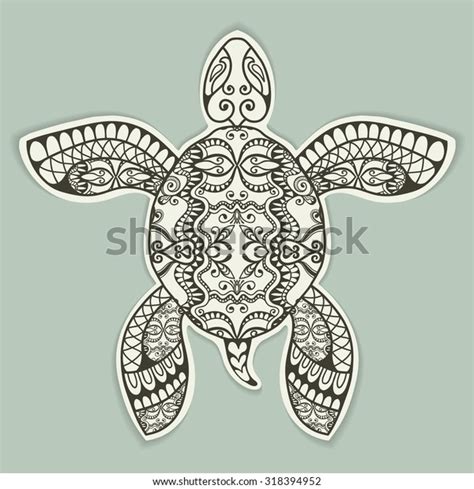 Decorative Turtle With Ethnic Ornament In Cut Out Style With Shadow