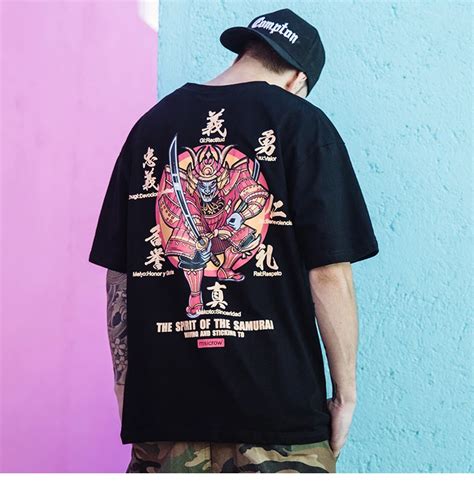 hip hop t shirt men japanese samurai printed harajuku streetwear 100 fuzweb harajuku