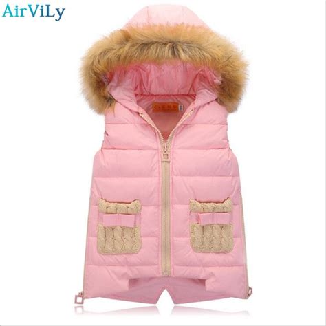 Winter Girls Vests Childrens Down Cotton Warm Vest Baby Girl Boy Fur