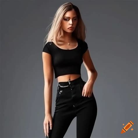 Black Skinny Jeans And Crop Top Outfit On Craiyon