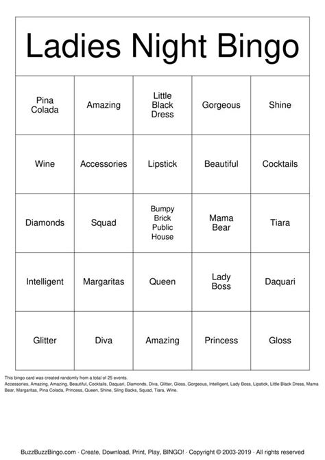 Free Printable Ladies Night Games